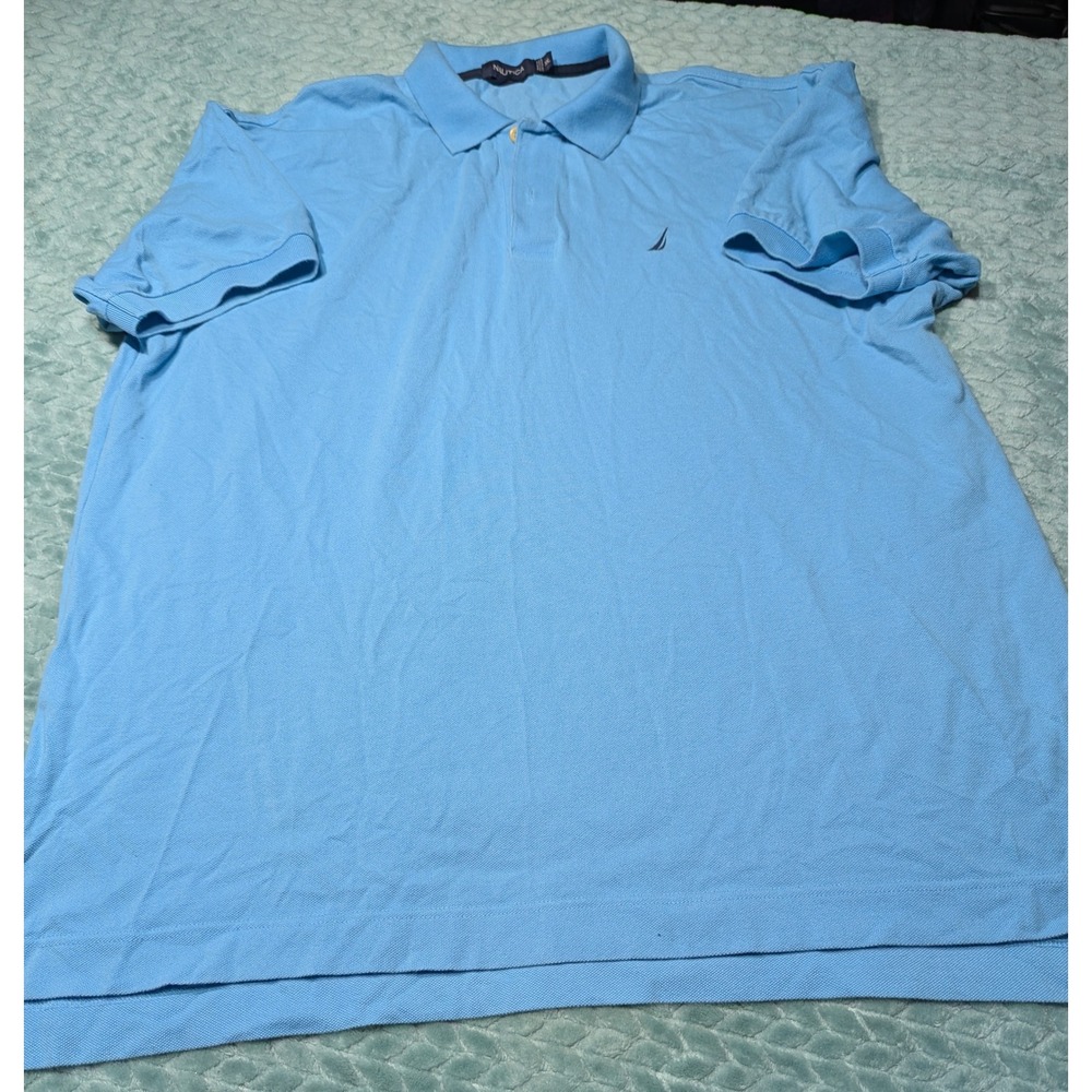 Nautica Mens XXL Light Blue Cotton Pique Short Sleeve Polo Shirt J-Class Logo